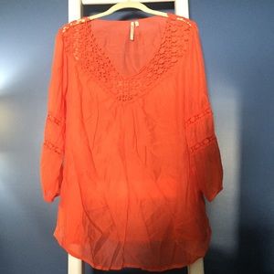 Orange peasant style blouse